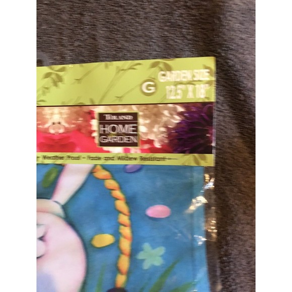 Happy Easter Garden Flag Bunny Rabbit Easter Basket Spring Eggs 12.5 x 18" - Picture 3 of 8